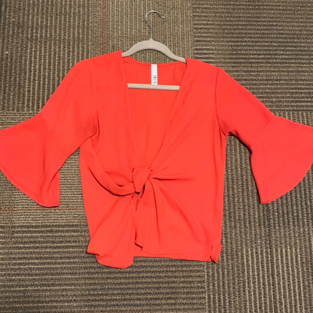 Tie front cropped blouse size small